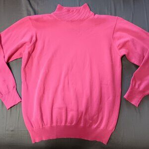 Vintage Cleo Petites Fuchsia Cotton Sweater 90s Stitch Detail Small
